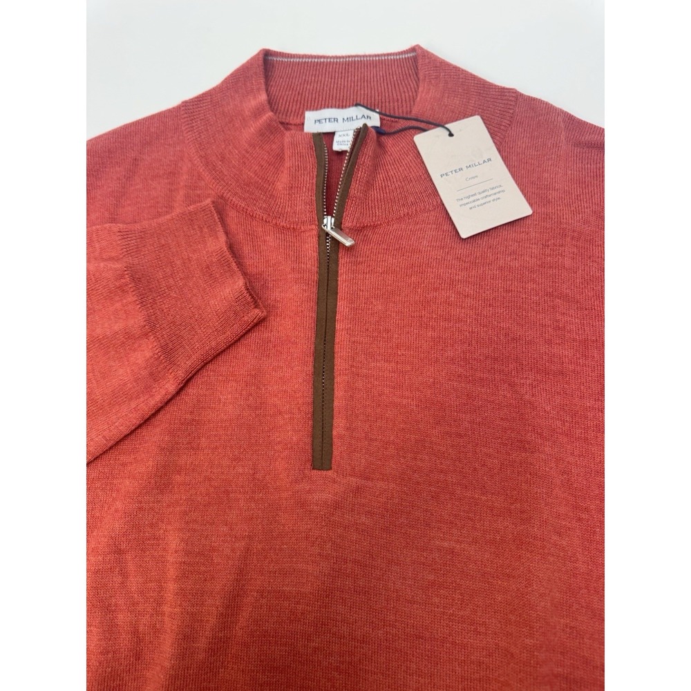 NWT Peter‎ Millar Autumn Crest Quarter Zip Wool Blend Sweater BURNT Red XXL $250